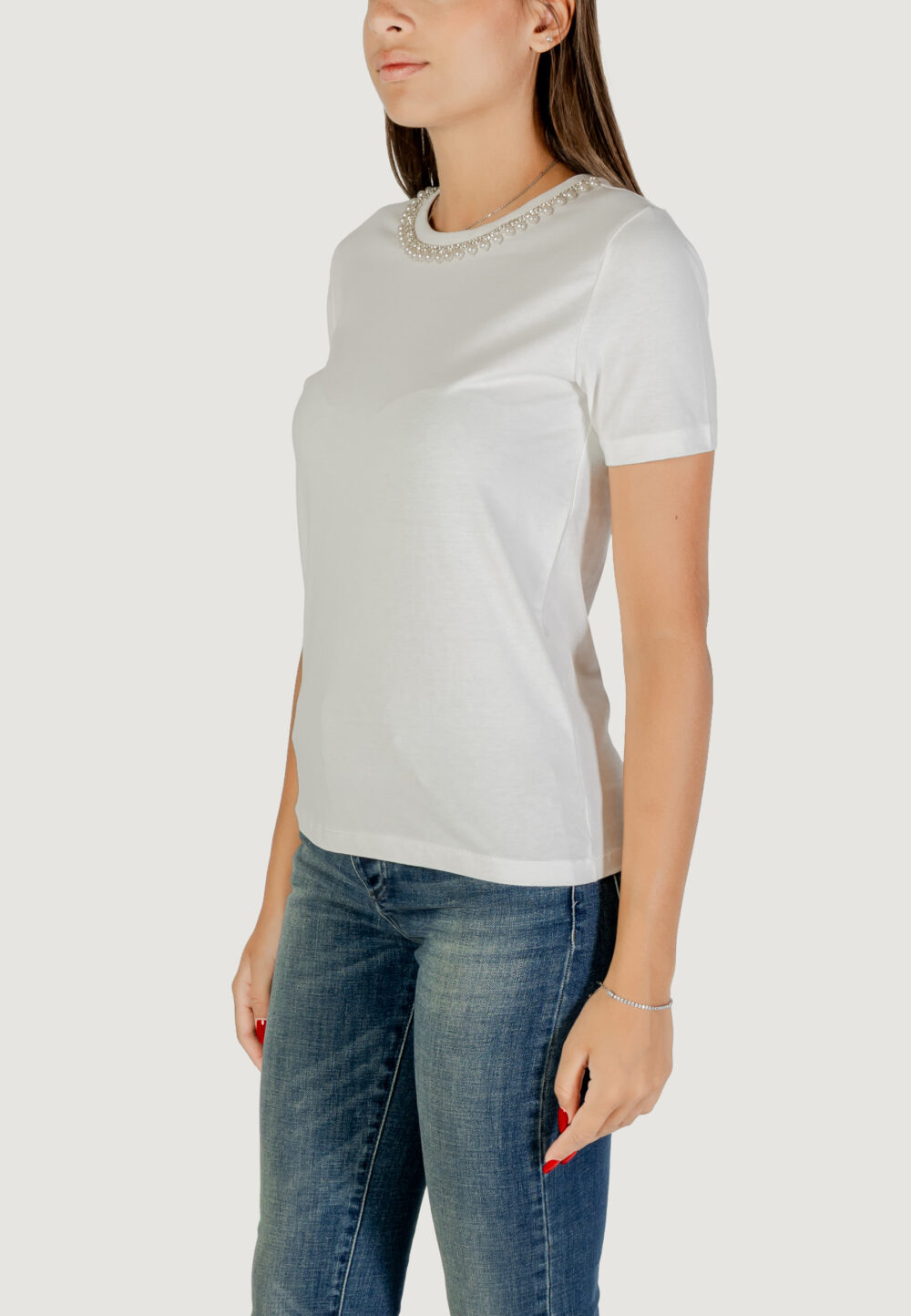 T-shirt Only Onljolly Life S/S Reg Pearl Top Jrs Bianco - Foto 2
