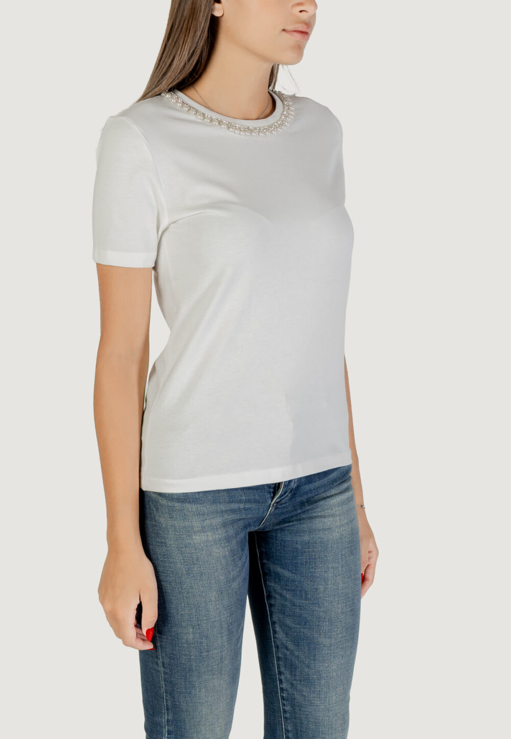 T-shirt Only Onljolly Life S/S Reg Pearl Top Jrs Bianco - Foto 3