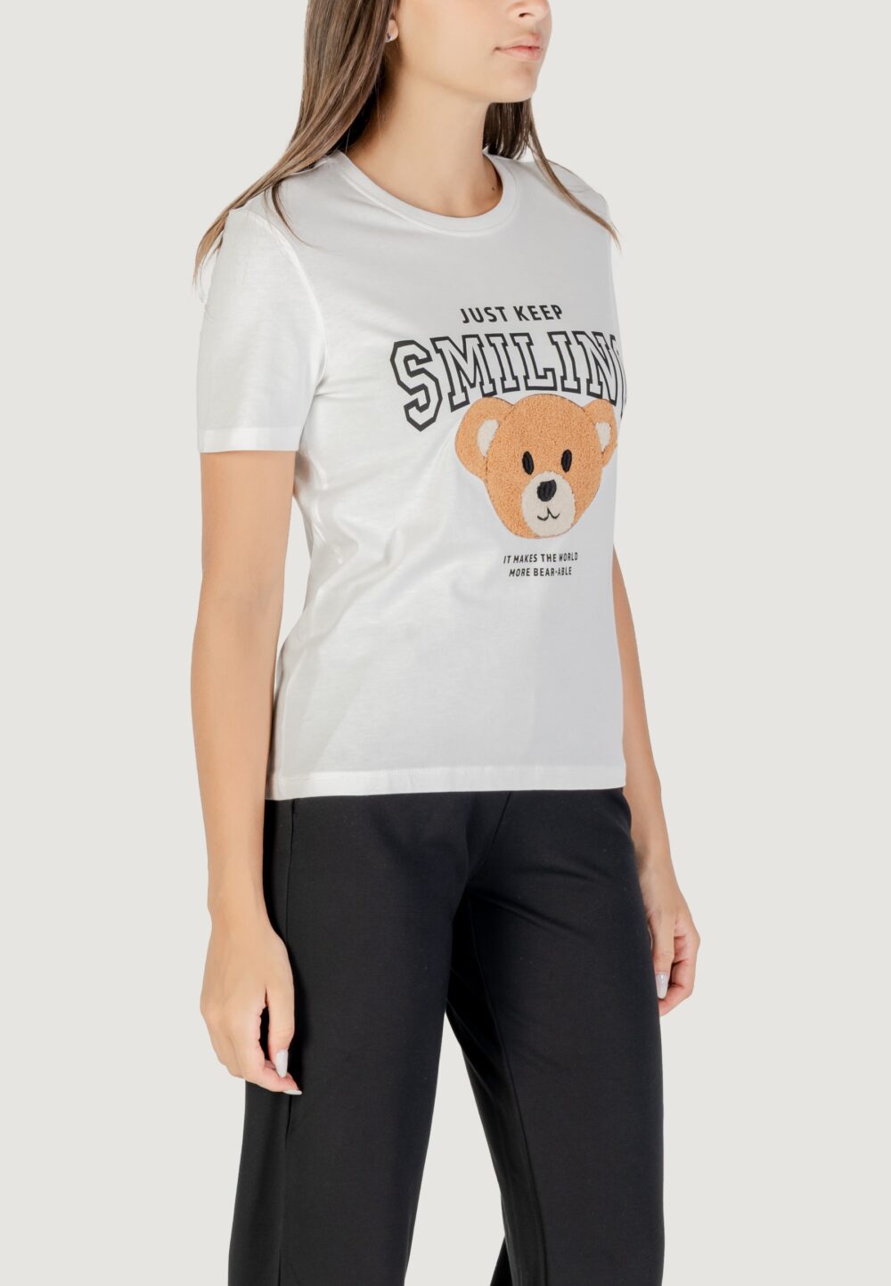 T-shirt Only ONLTERESA LIFE REG S/S TEDDY TOP CS JRS Bianco - Foto 3
