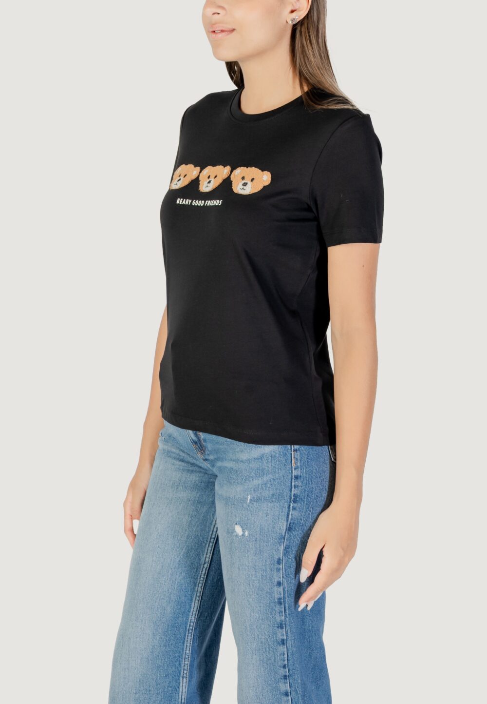 T-shirt Only ONLTERESA LIFE REG S/S TEDDY TOP CS JRS Nero - Foto 2