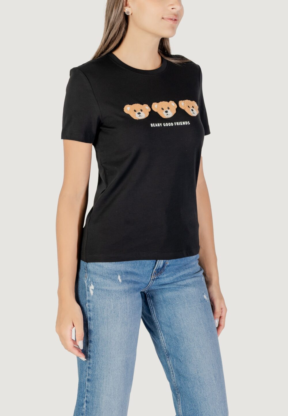 T-shirt Only ONLTERESA LIFE REG S/S TEDDY TOP CS JRS Nero - Foto 3