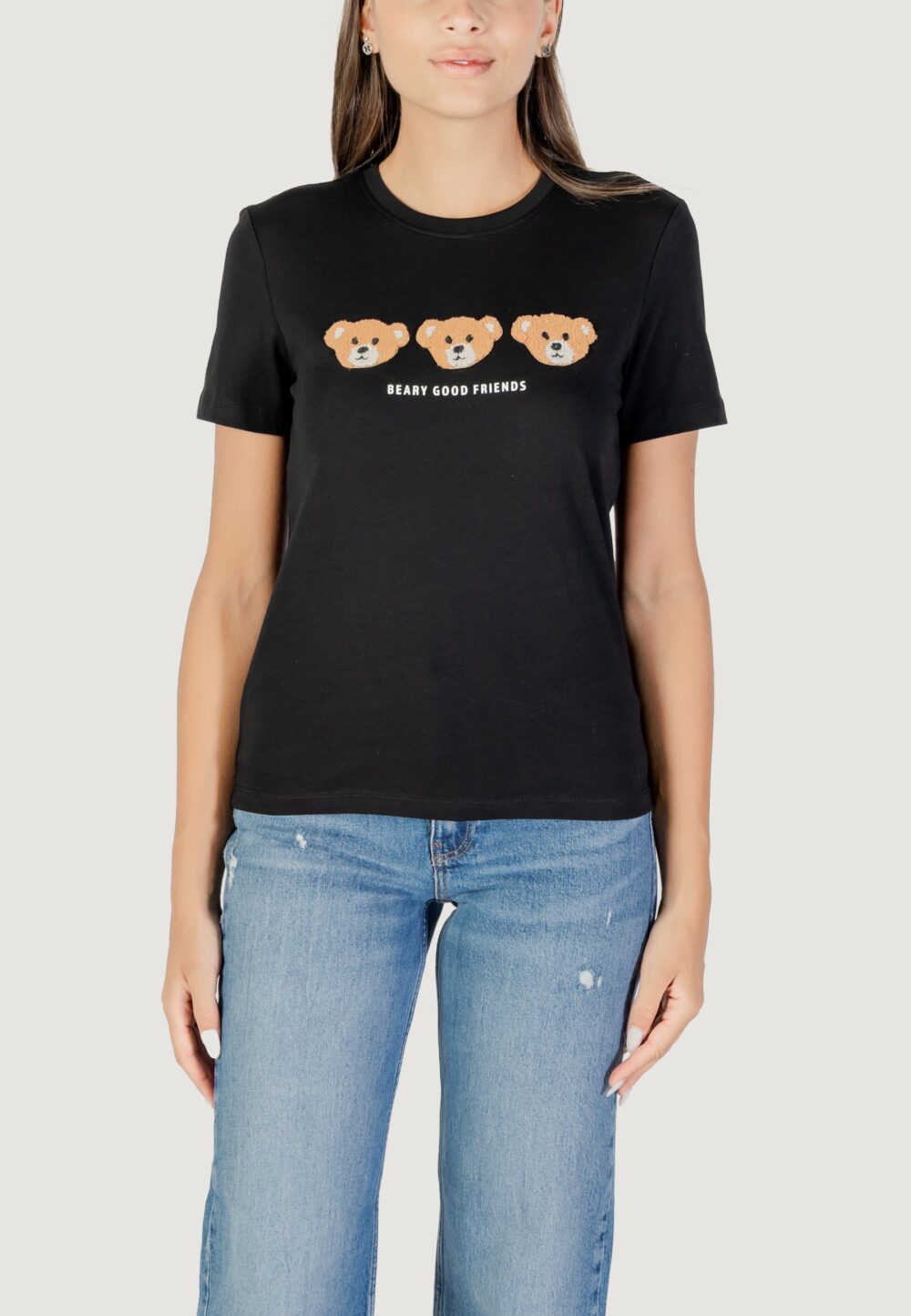 T-shirt Only ONLTERESA LIFE REG S/S TEDDY TOP CS JRS Nero - Foto 5