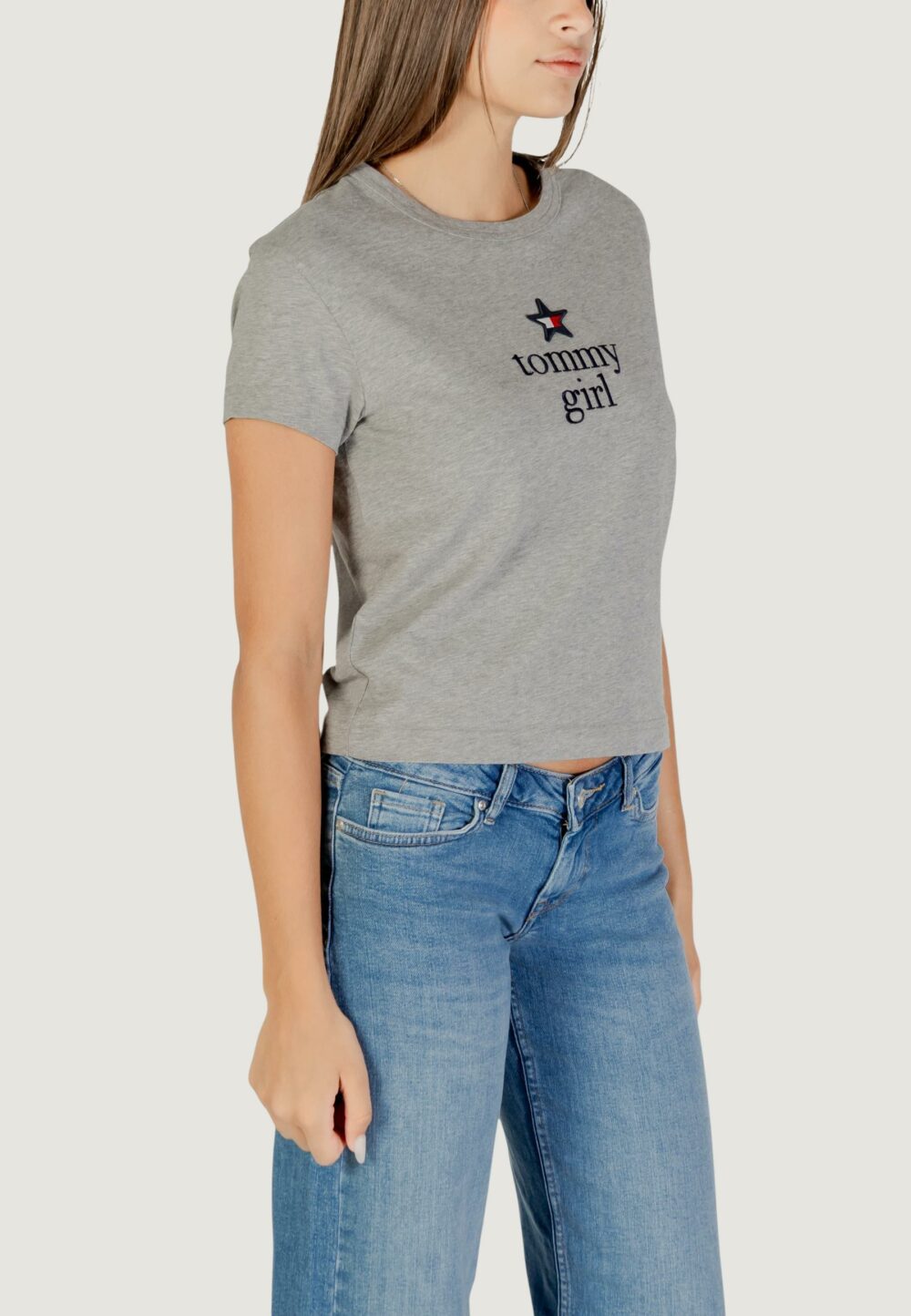 T-shirt Tommy Hilfiger Jeans TOMMY GIRL GRAPHIC T Grigio Chiaro - Foto 4