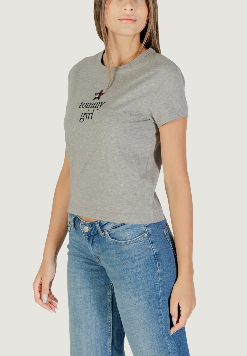 T-shirt Tommy Hilfiger Jeans TOMMY GIRL GRAPHIC T Grigio Chiaro - Foto 1