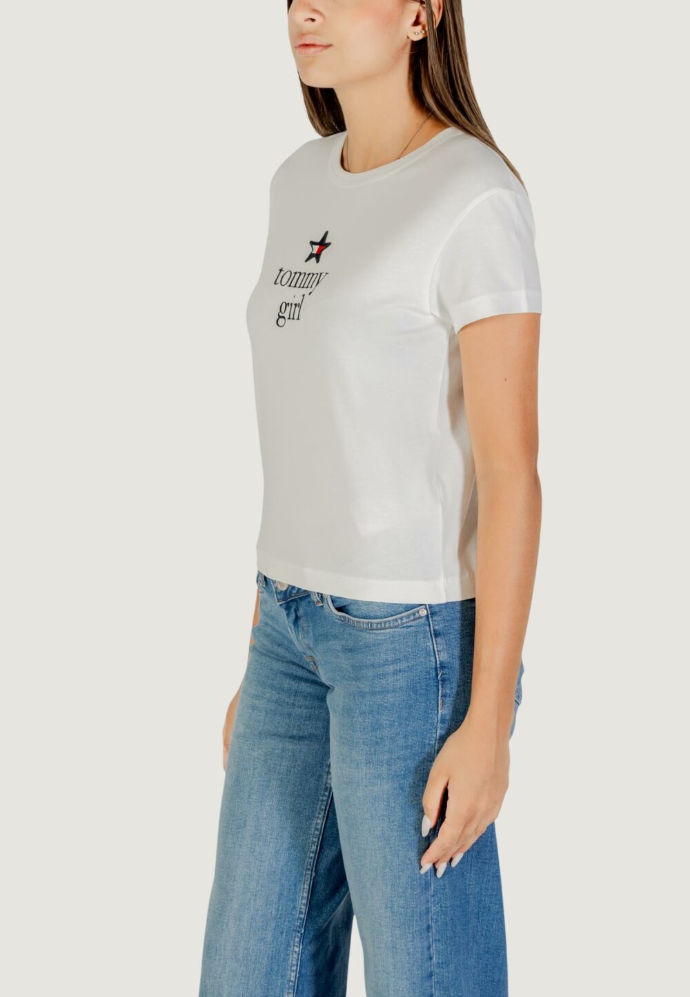 T-shirt Tommy Hilfiger Jeans TOMMY GIRL GRAPHIC T Panna - Foto 3