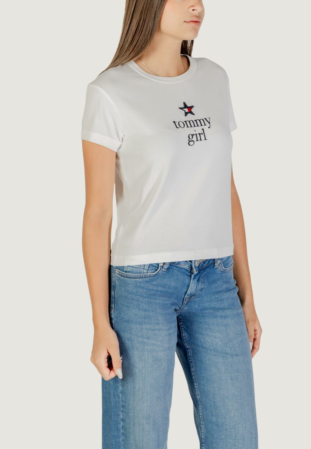 T-shirt Tommy Hilfiger Jeans TOMMY GIRL GRAPHIC T Panna - Foto 4
