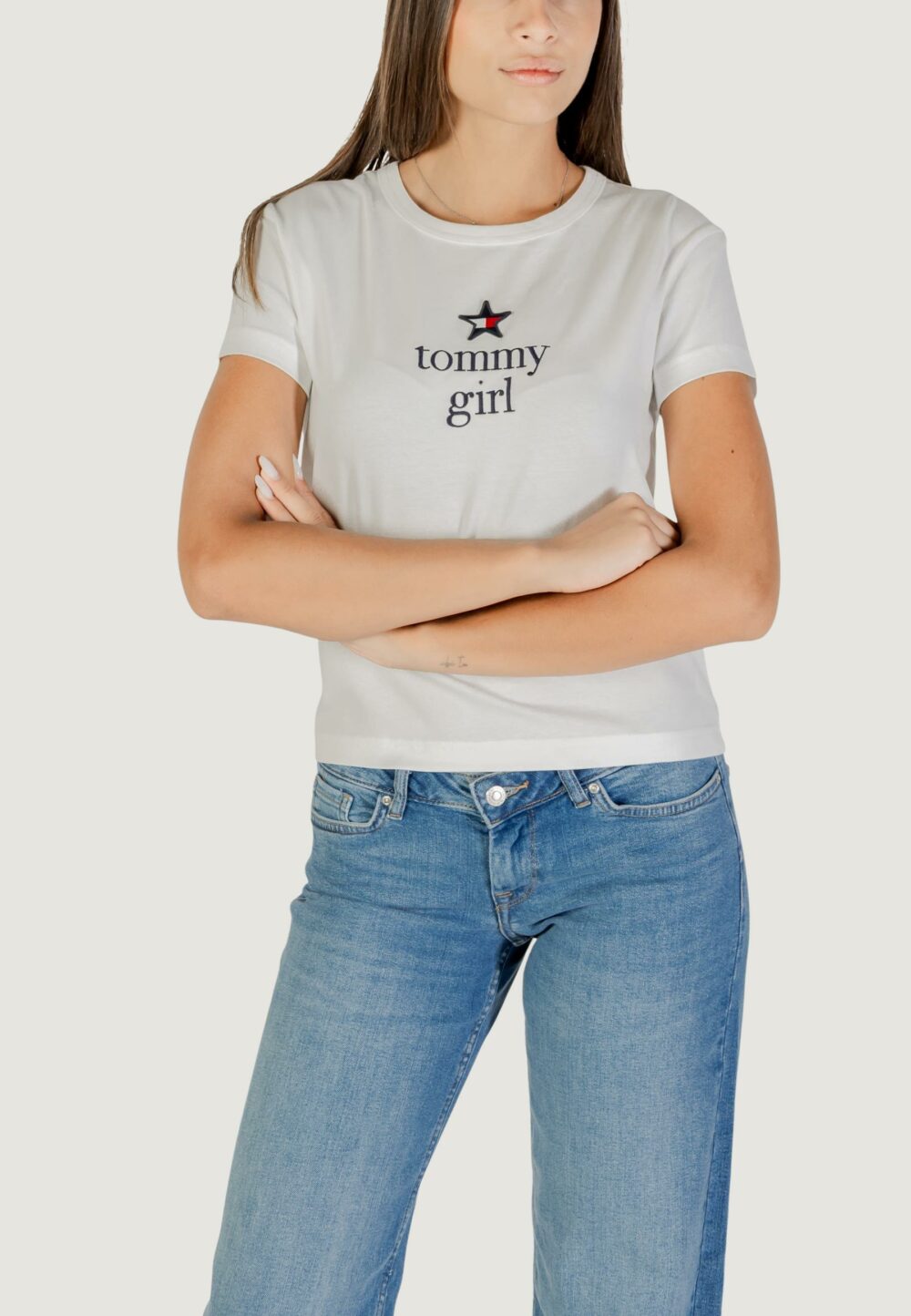 T-shirt Tommy Hilfiger Jeans TOMMY GIRL GRAPHIC T Panna - Foto 1