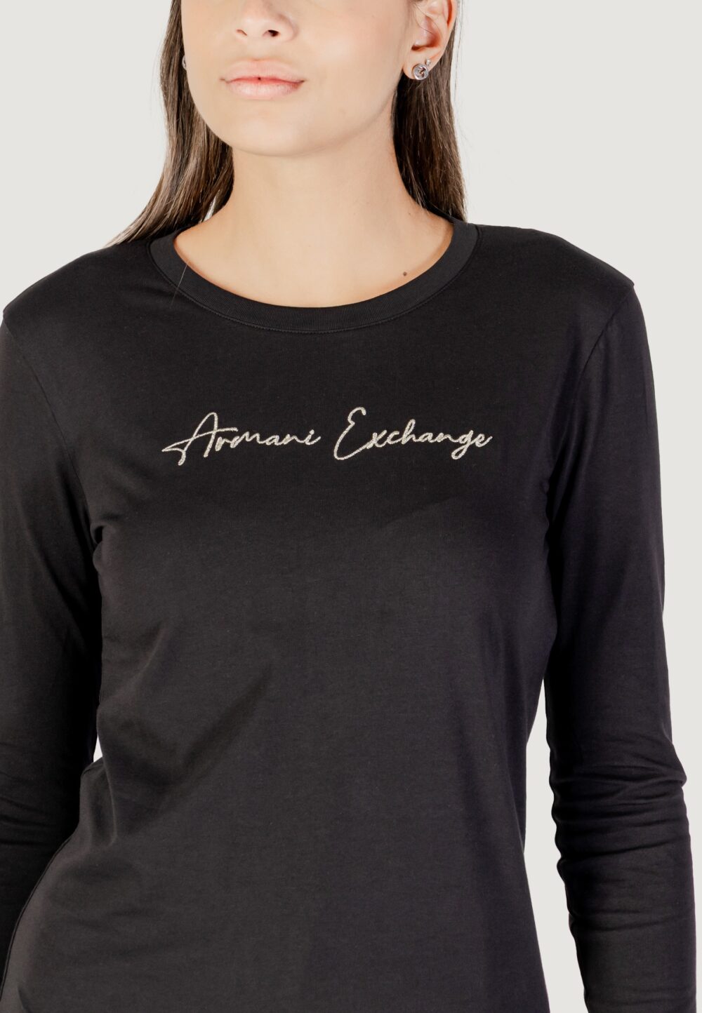 T-shirt manica lunga Armani Exchange  Nero - Oro - Foto 2
