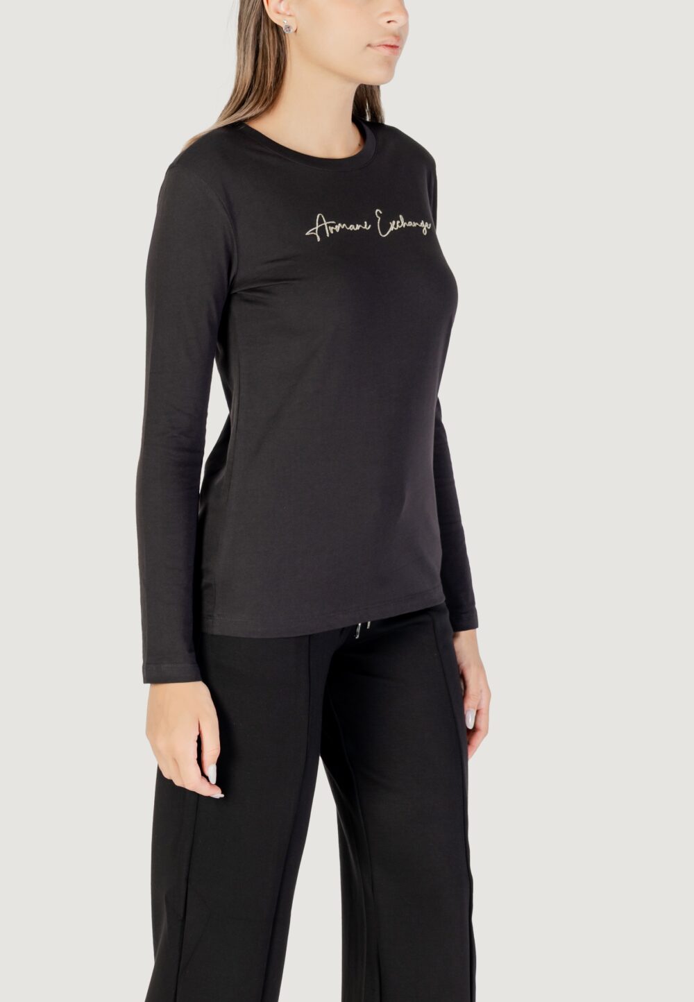 T-shirt manica lunga Armani Exchange  Nero - Oro - Foto 3
