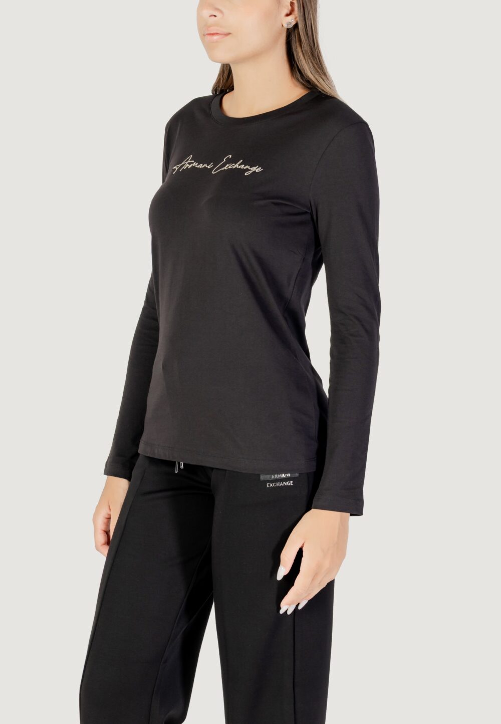 T-shirt manica lunga Armani Exchange  Nero - Oro - Foto 4