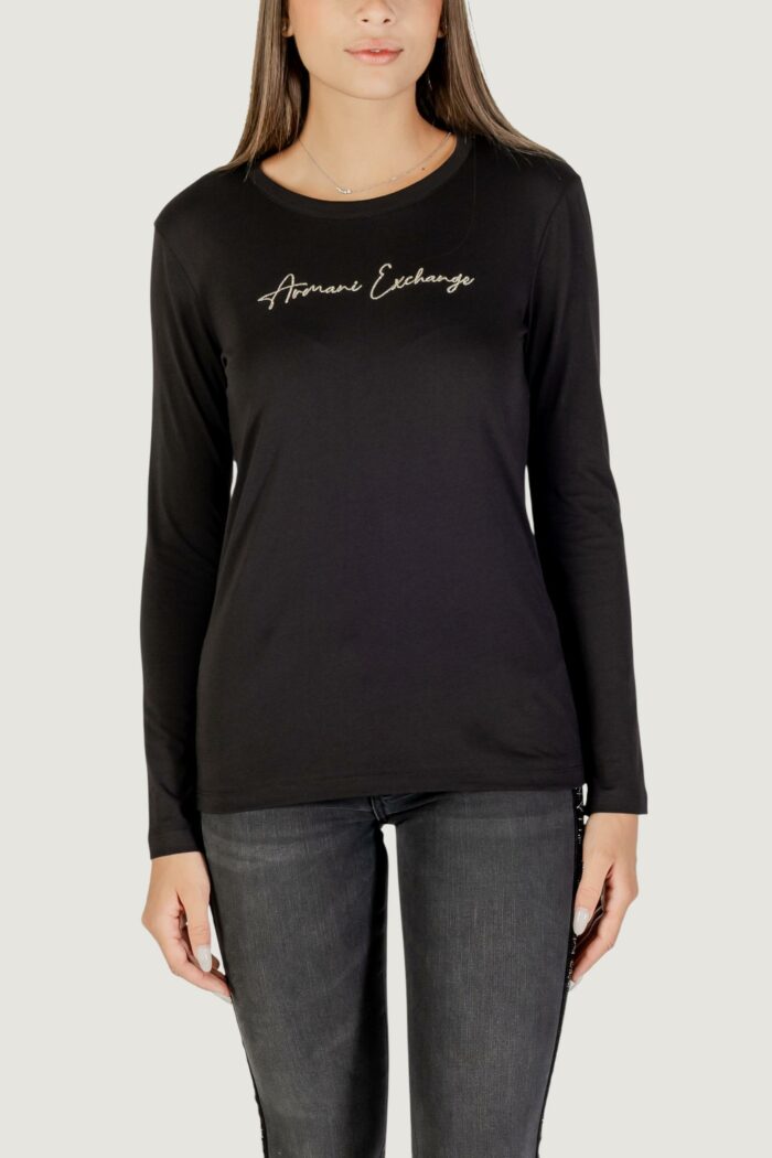 T-shirt manica lunga Armani Exchange  Nero – Oro