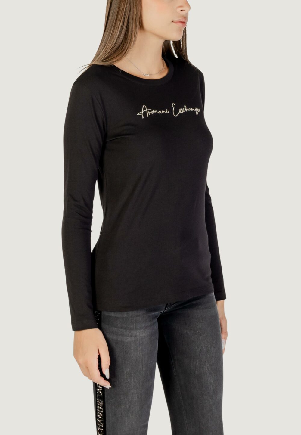 T-shirt manica lunga Armani Exchange  Nero - Oro - Foto 3