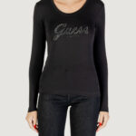 T-shirt manica lunga Guess CN LS EMBRO SCRIPT LOGO TEE Nero - Foto 1