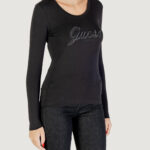 T-shirt manica lunga Guess CN LS EMBRO SCRIPT LOGO TEE Nero - Foto 3