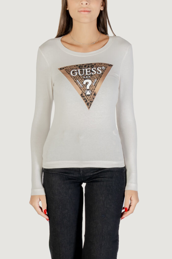 T-shirt manica lunga Guess LS CN LEO TRIANGLE TEE Panna