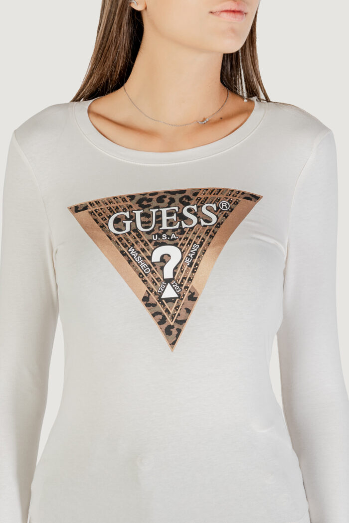 T-shirt manica lunga Guess LS CN LEO TRIANGLE TEE Panna