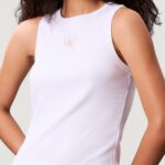 Top Calvin Klein Jeans A - WOVEN LABEL 2X2 Bianco - Foto 2