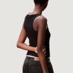 Top Calvin Klein Jeans A - WOVEN LABEL 2X2 Nero - Foto 4