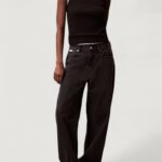 Top Calvin Klein Jeans A - WOVEN LABEL 2X2 Nero - Foto 2