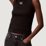 Top Calvin Klein Jeans A - WOVEN LABEL 2X2 Nero - Foto 5