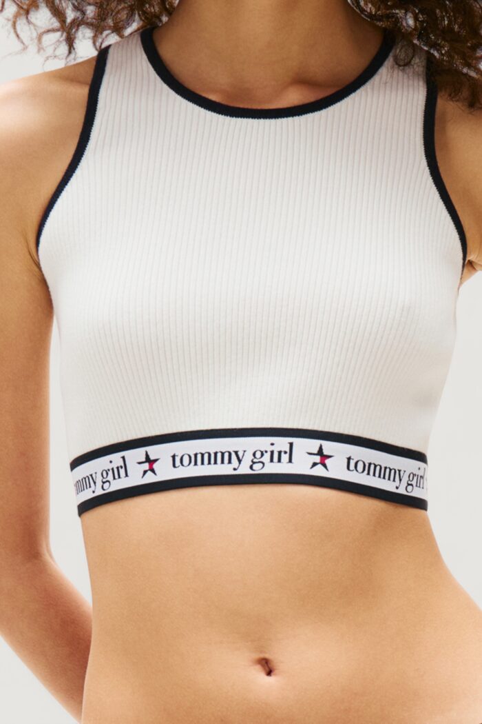 Top Tommy Hilfiger TOMMY GIRL KNITTED T Panna – DW0DW21438