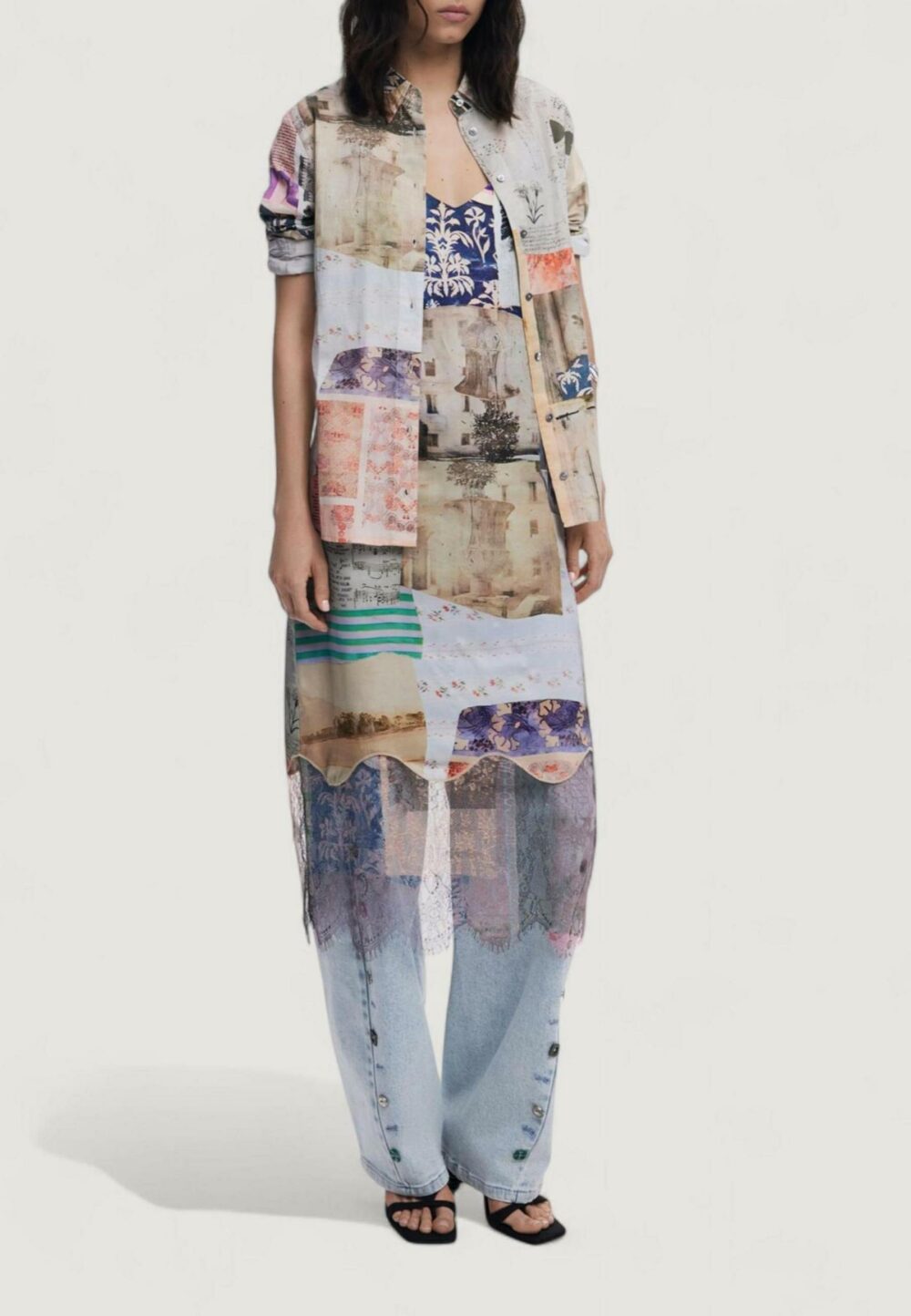 Bluse manica lunga Desigual CAM_PHOTOPOSTA Beige - Foto 2