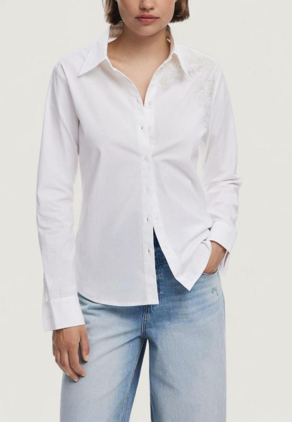 Camicia manica lunga Desigual CAM_BROIDFLO Bianco - Foto 1