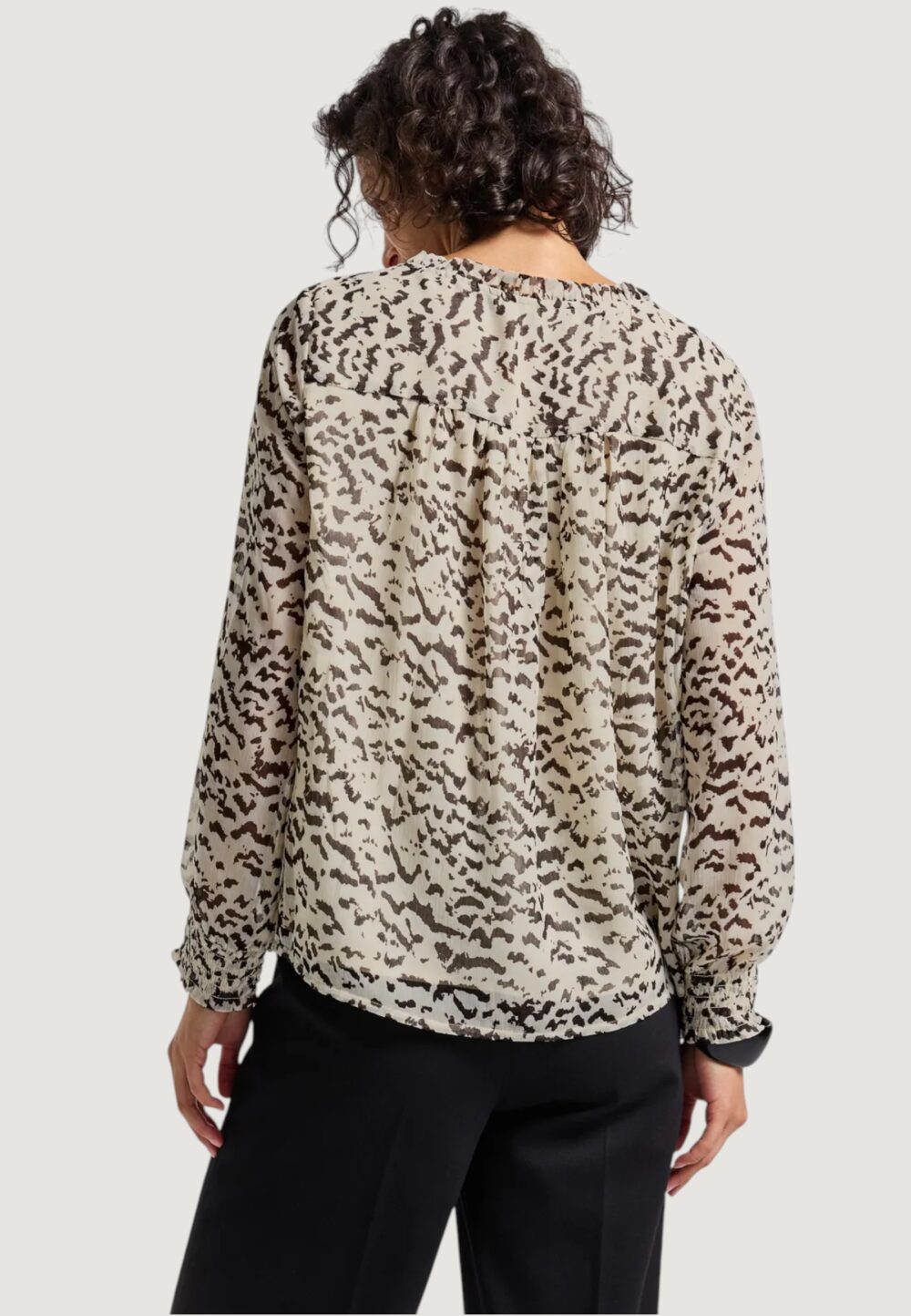 Bluse manica lunga Street One Chiffon tunic blouse w smok cuff Crema - Foto 2