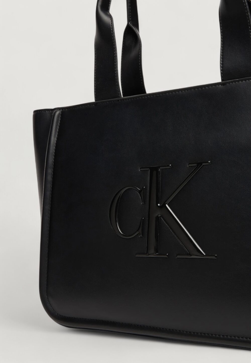 Borsa Calvin Klein RAISED CK MEDIUM TOTE Nero - Foto 2