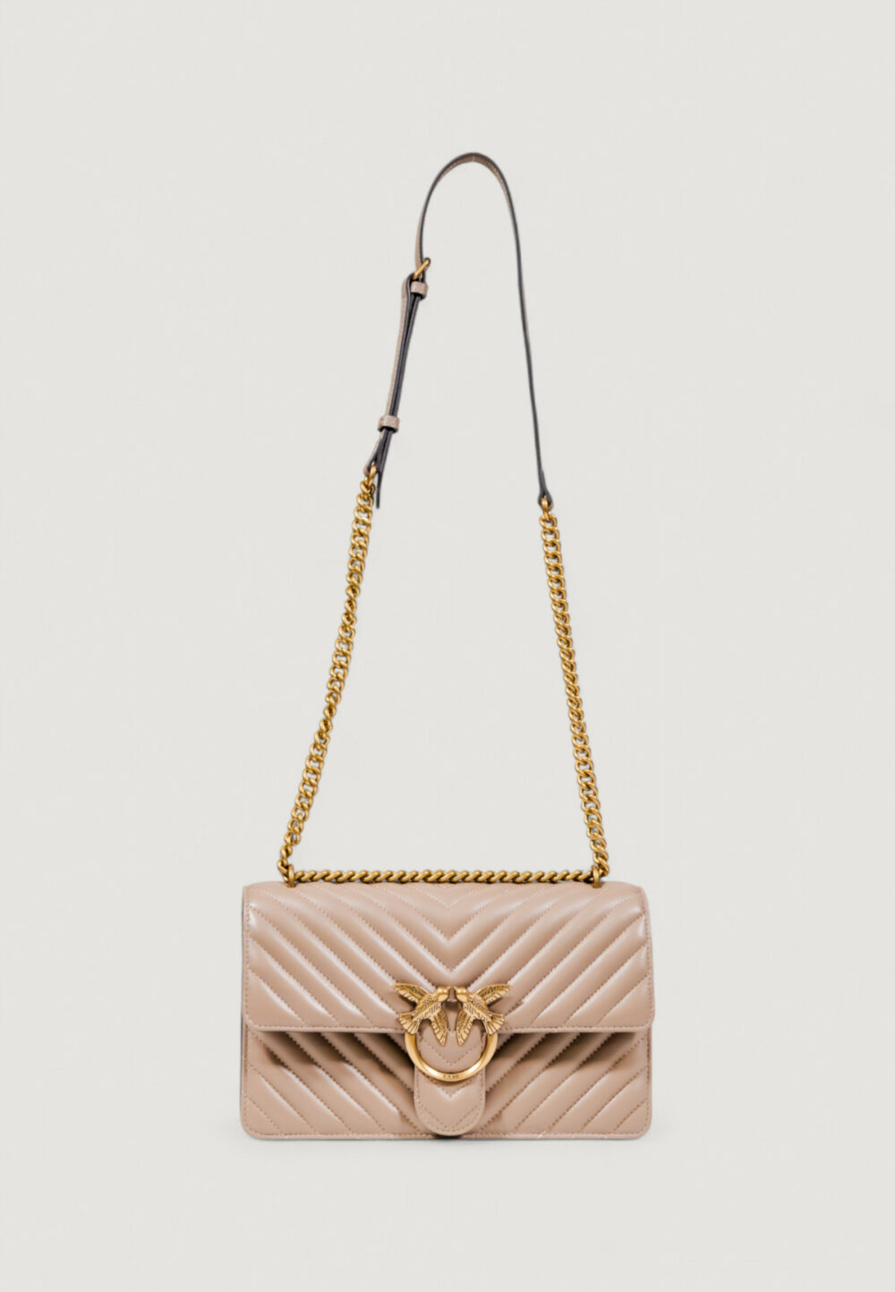 Borsa Pinko LOVE ONE CLASSIC DC SHEEP NAPPA CHEVRON Beige - Foto 1