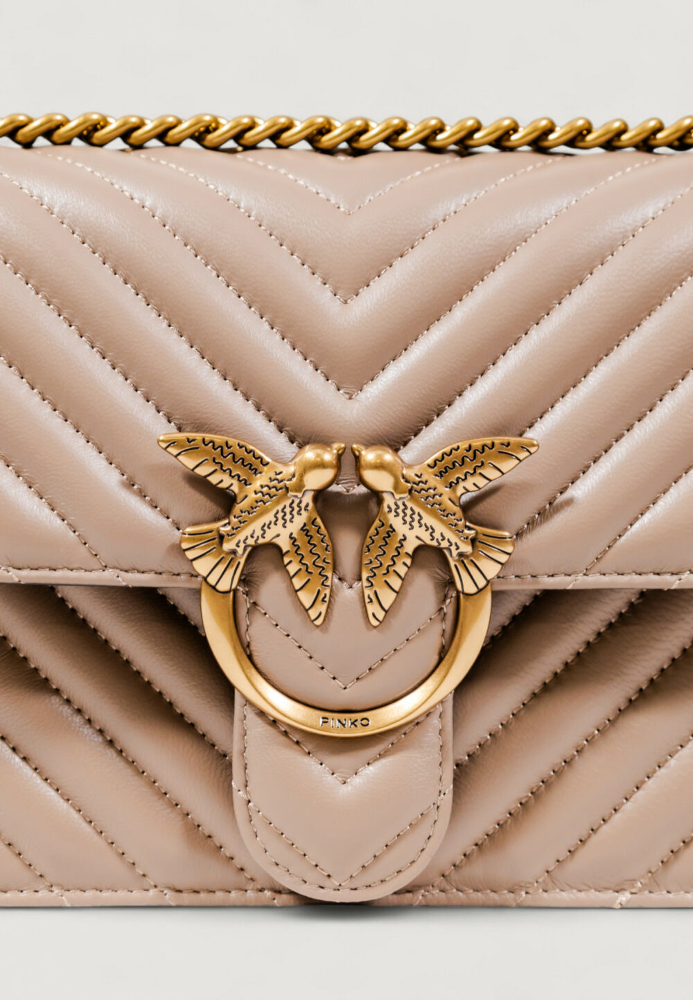 Borsa Pinko LOVE ONE CLASSIC DC SHEEP NAPPA CHEVRON Beige - Foto 3