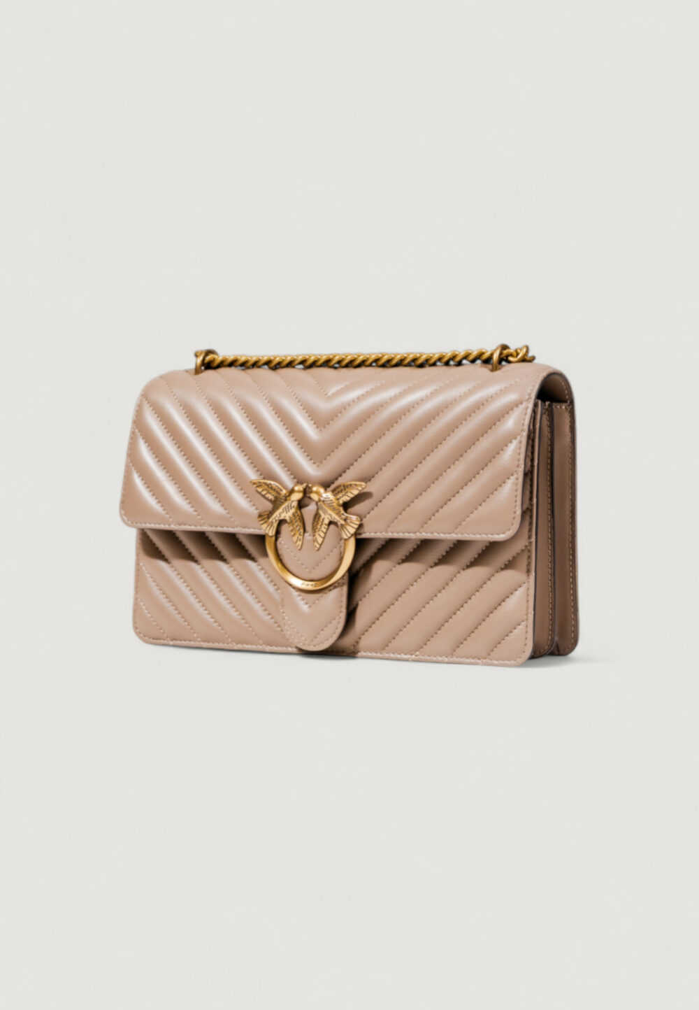 Borsa Pinko LOVE ONE CLASSIC DC SHEEP NAPPA CHEVRON Beige - Foto 4