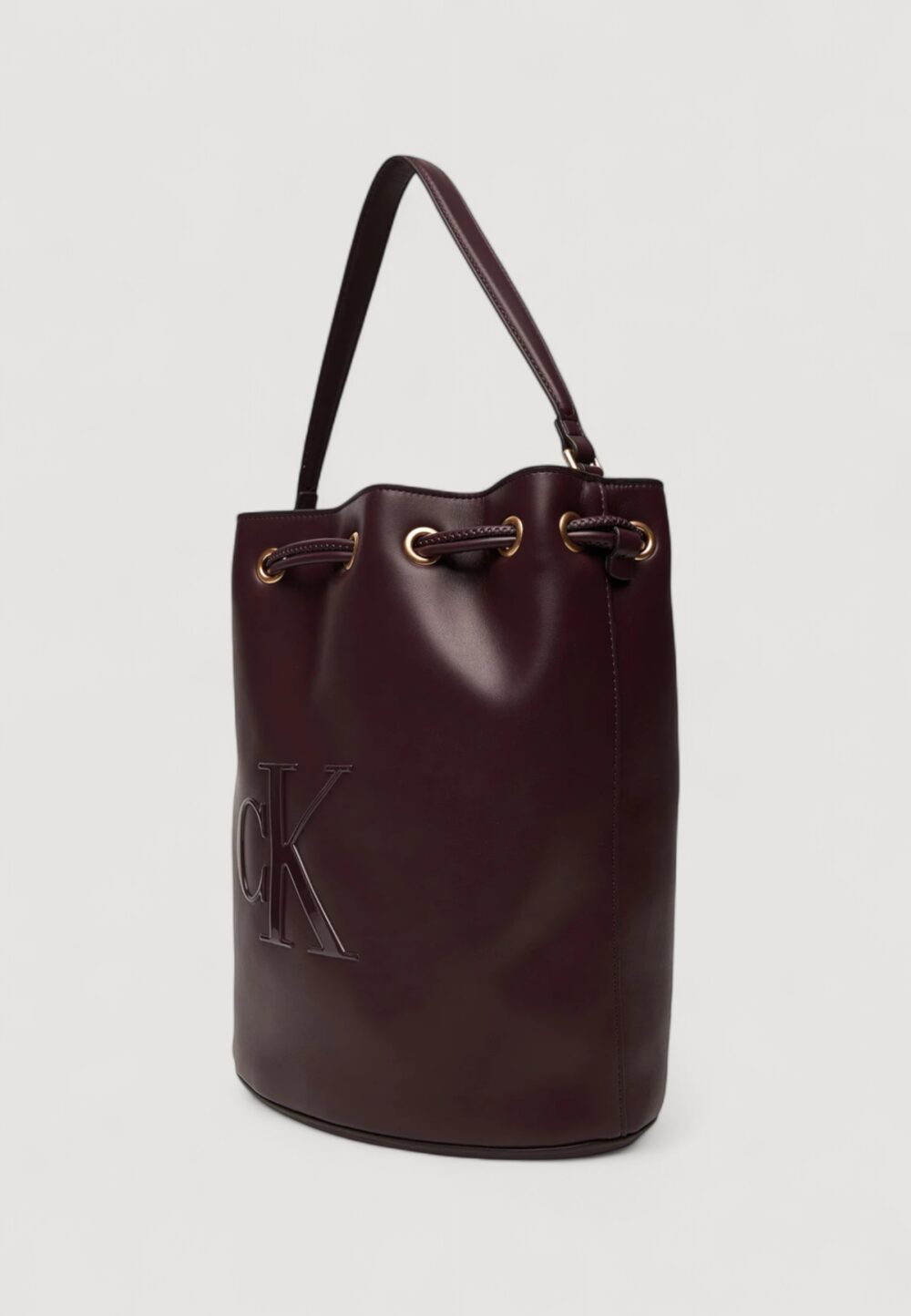 Borsa Calvin Klein RAISED CK LARGE BUCKET Bordeaux - Foto 4