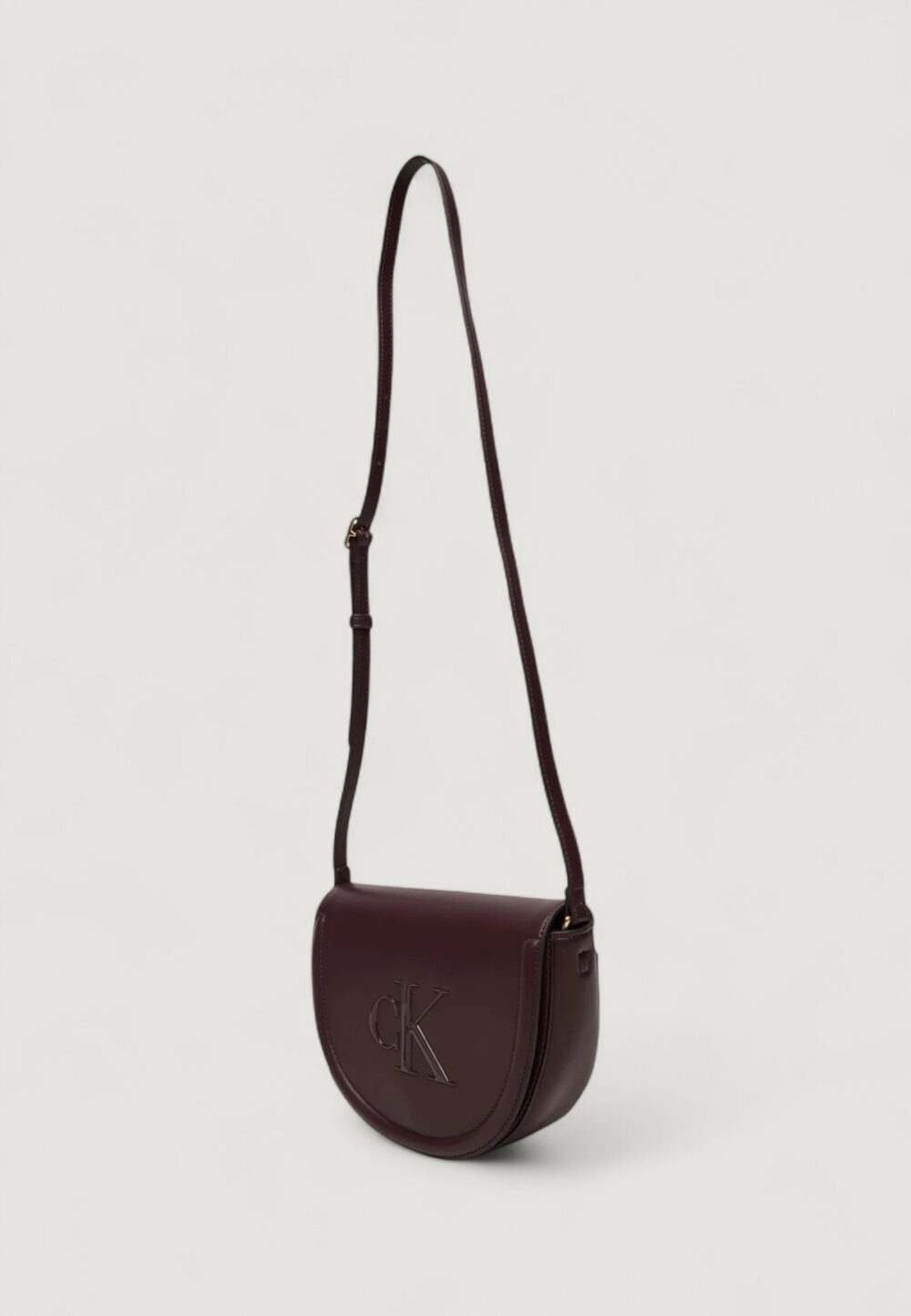 Borsa Calvin Klein RAISED CK SADDLE CROSSBODY Bordeaux - Foto 4