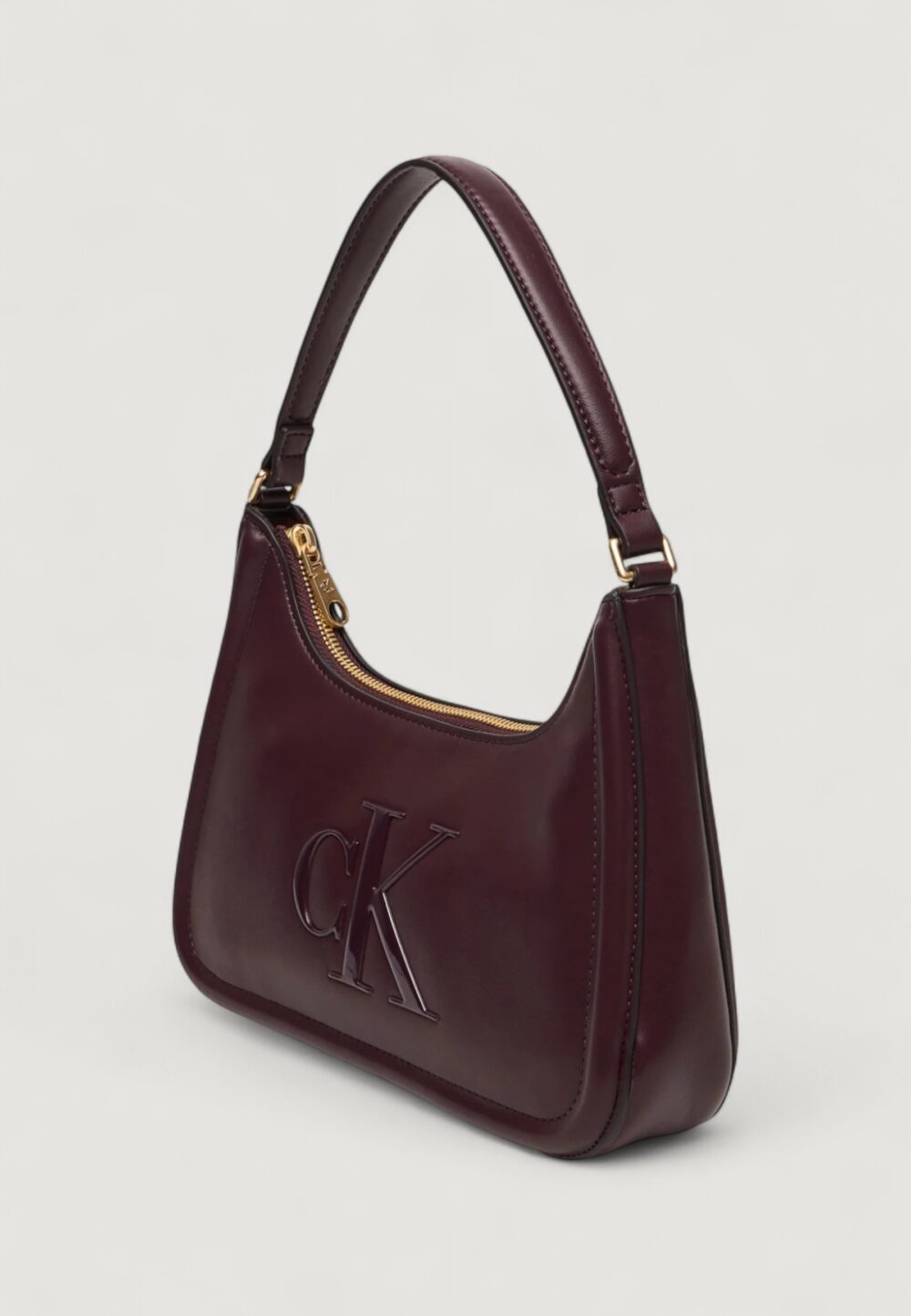 Borsa Calvin Klein RAISED CK SMALL SHOULDER BAG Bordeaux - Foto 4