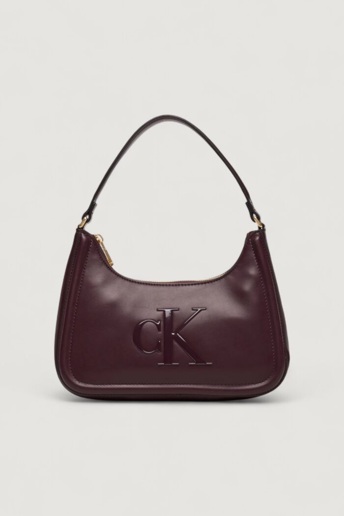 Borsa Calvin Klein RAISED CK SMALL SHOULDER BAG Bordeaux – LV04F3230G