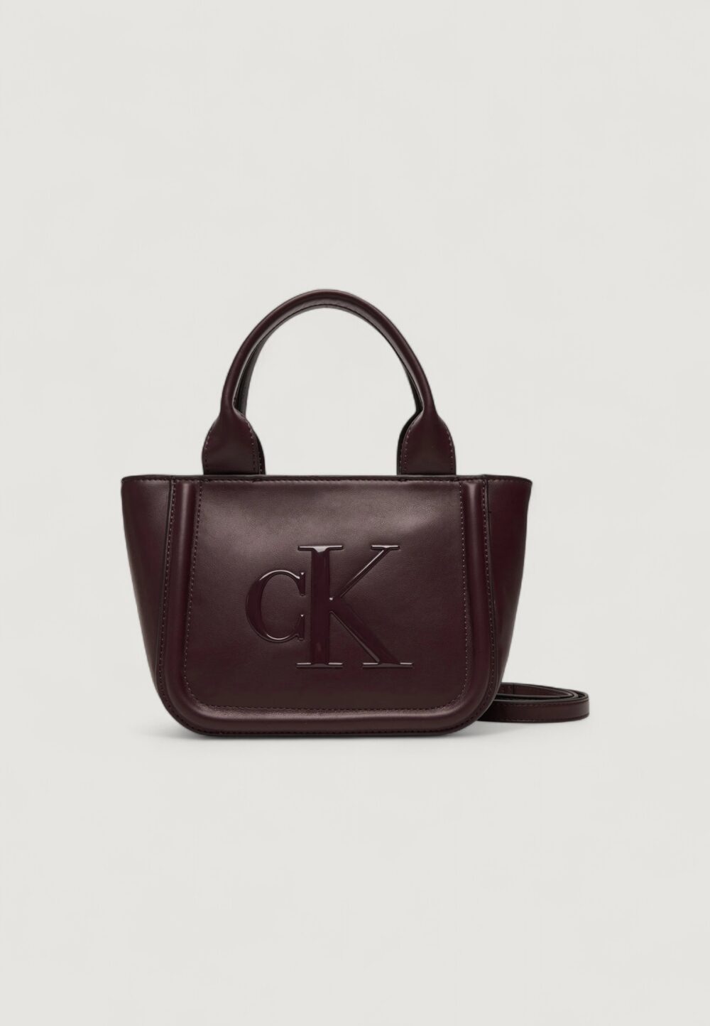 Borsa Calvin Klein RAISED CK SMALL TOTE WITH STRAP Bordeaux - Foto 1