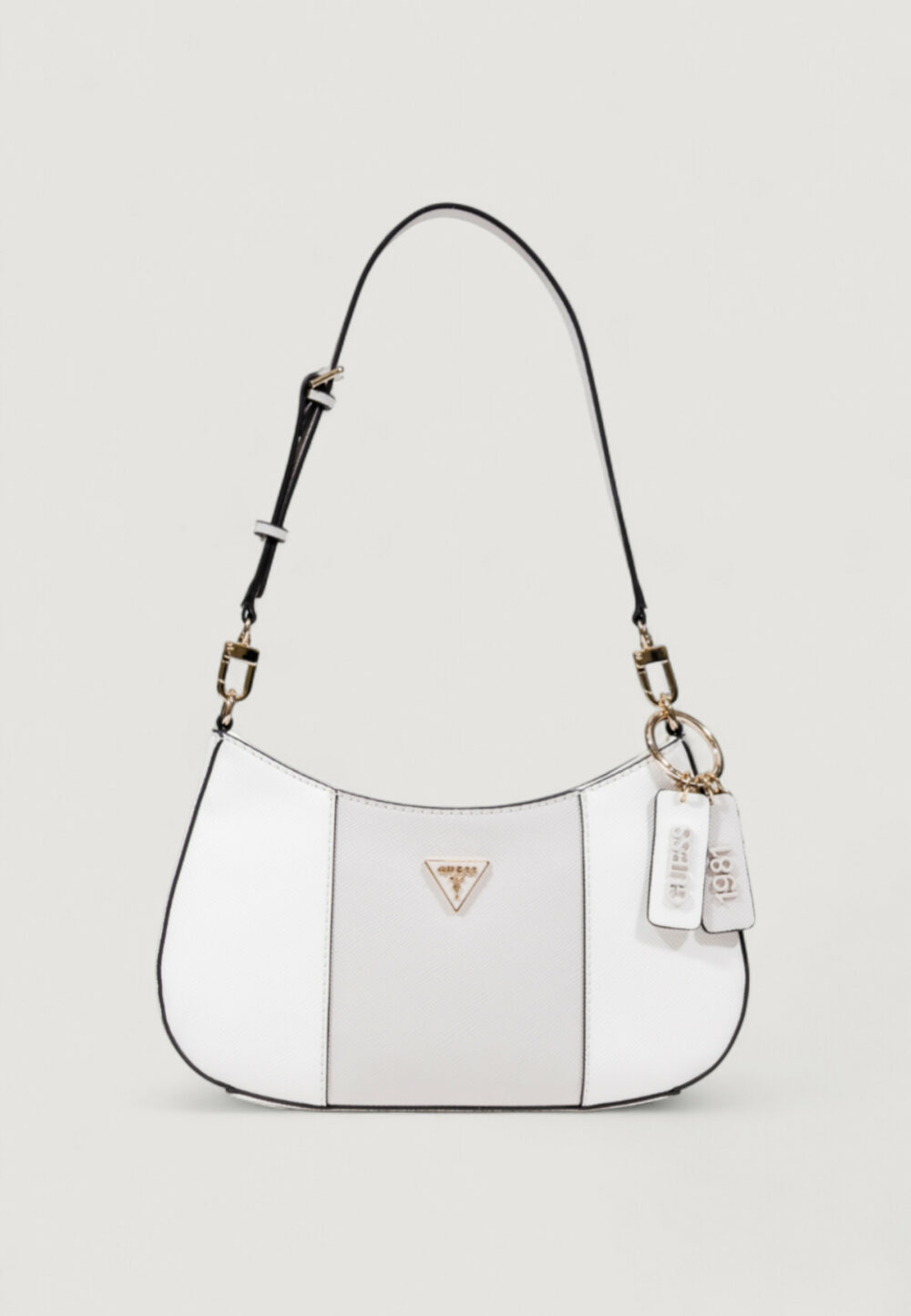 Borsa Guess NOELLE II TOP ZIP SHOULDER BAG Bianco - Grigio - Foto 1