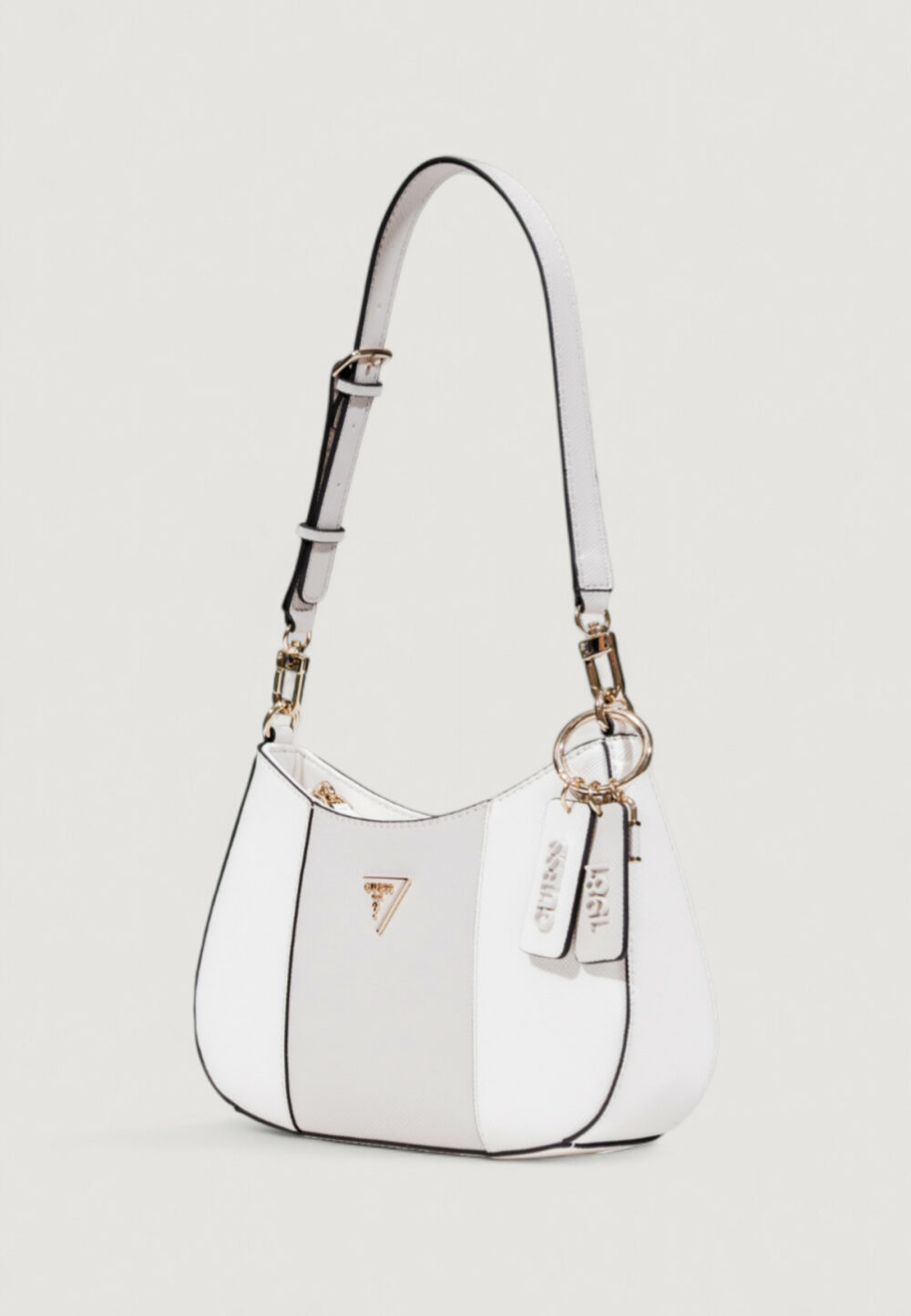 Borsa Guess NOELLE II TOP ZIP SHOULDER BAG Bianco - Grigio - Foto 3
