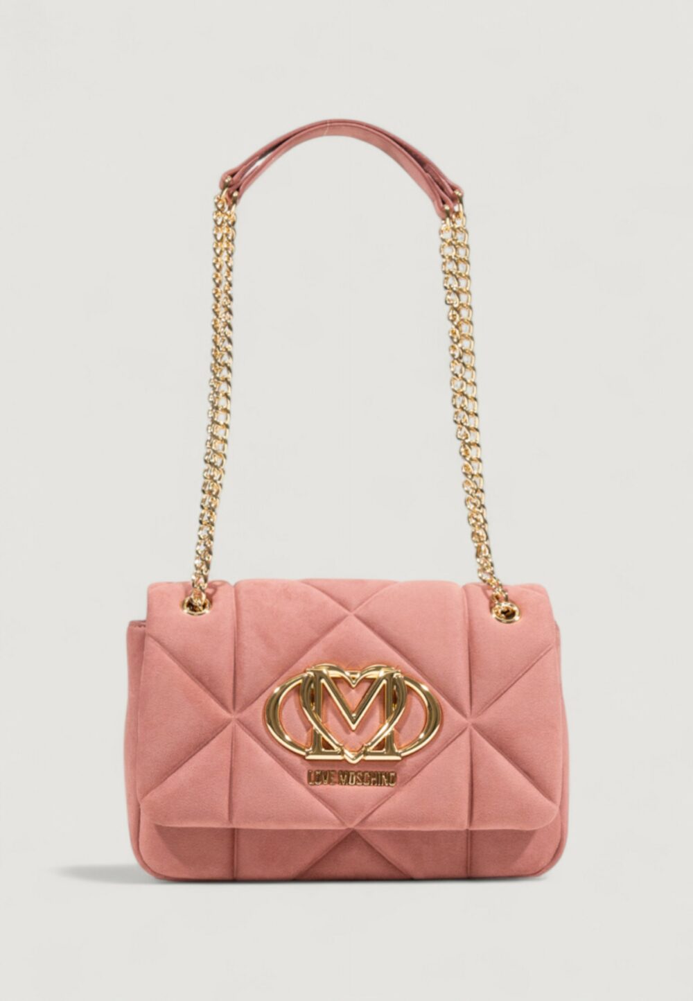 Borsa Love Moschino EMBOSSED VELOUR Rosa Antico - Foto 3