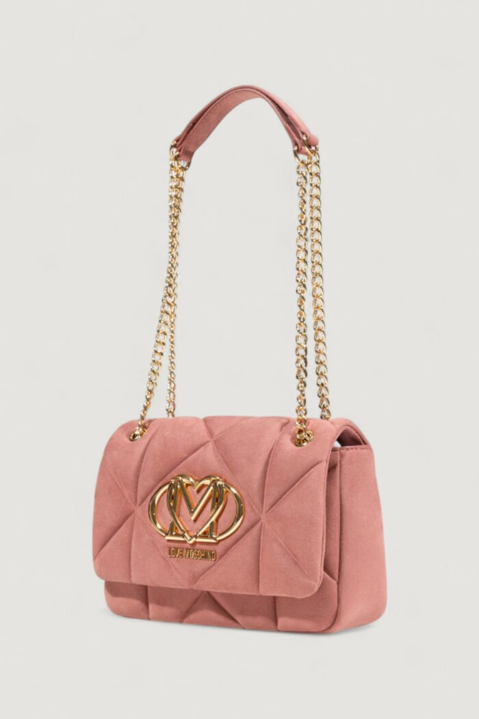 Borsa Love Moschino EMBOSSED VELOUR Rosa Antico