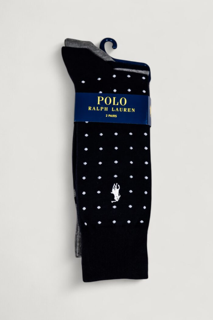 Calzini Lunghi Ralph Lauren DOT STRIPE-CREW-2 PACK Blu