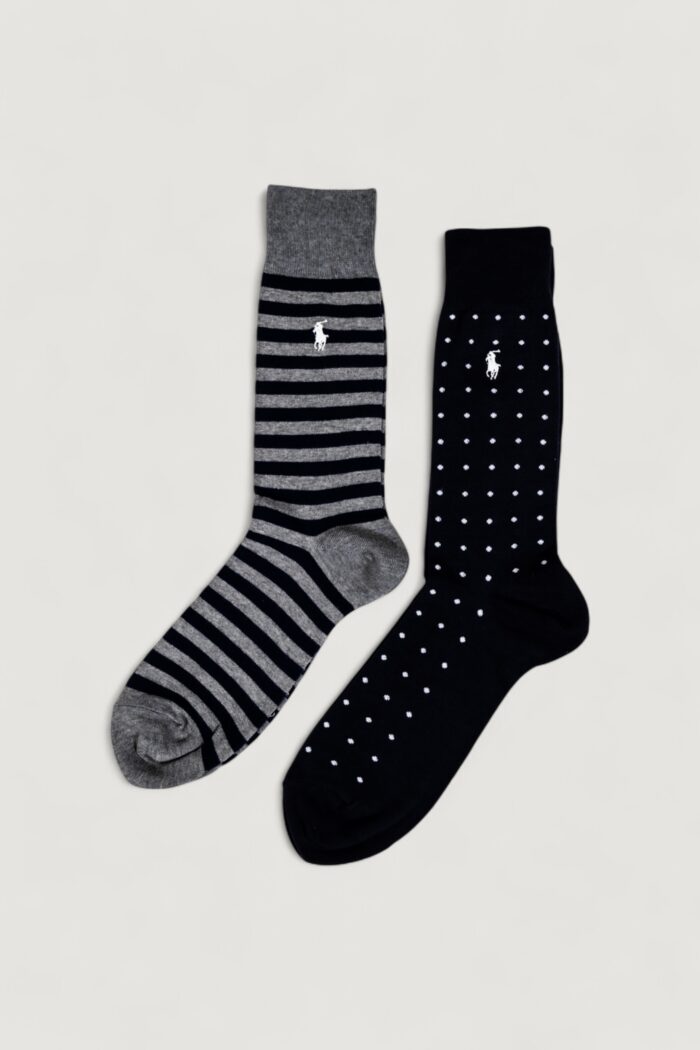 Calzini Lunghi Ralph Lauren DOT STRIPE-CREW-2 PACK Blu