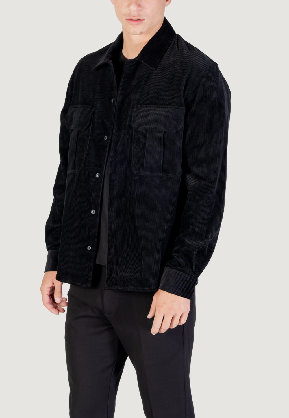 Camicia manica lunga Antony Morato REGULAR FIT WITH LOGOED METAL BADGE Nero - Foto 2