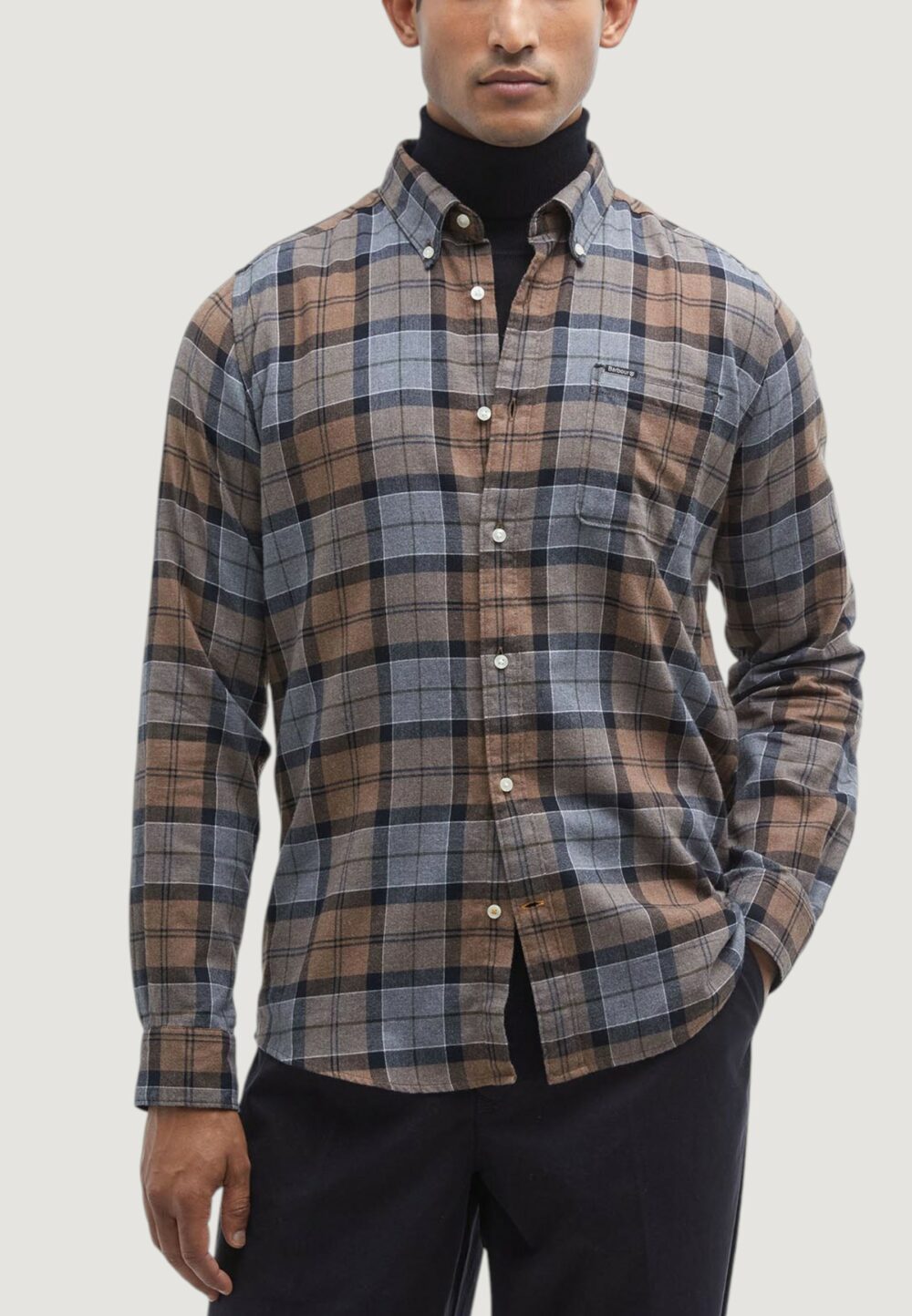 Camicia manica lunga Barbour PORTDOWN TAILORED SHIRT Beige - Foto 1