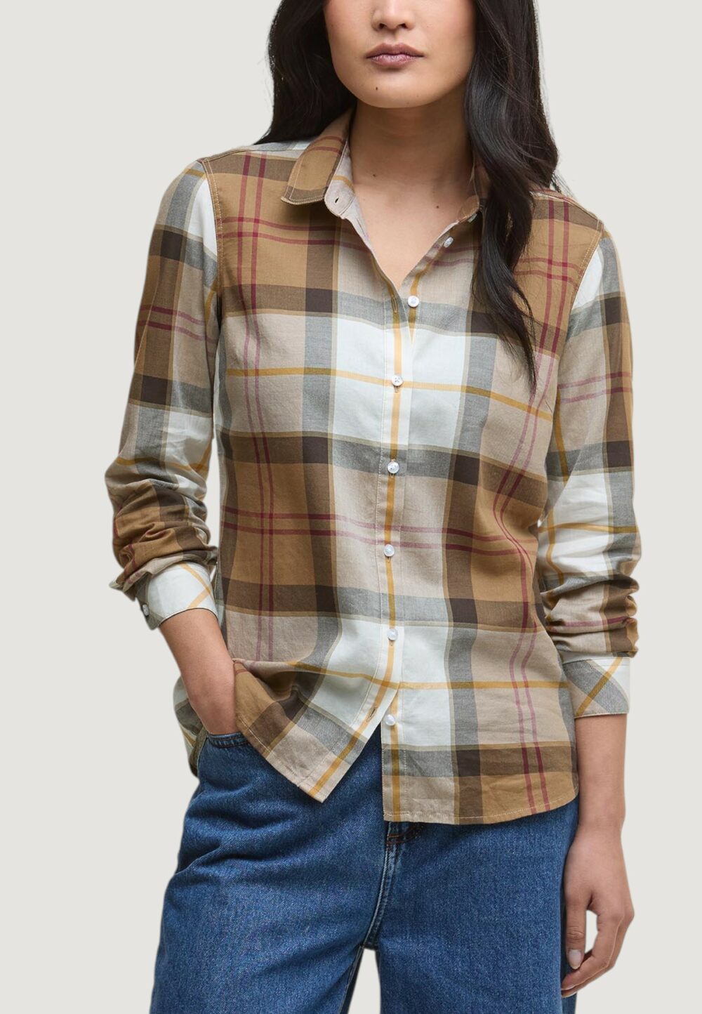 Camicia manica lunga Barbour BREDON SHIRT Beige scuro - Foto 1
