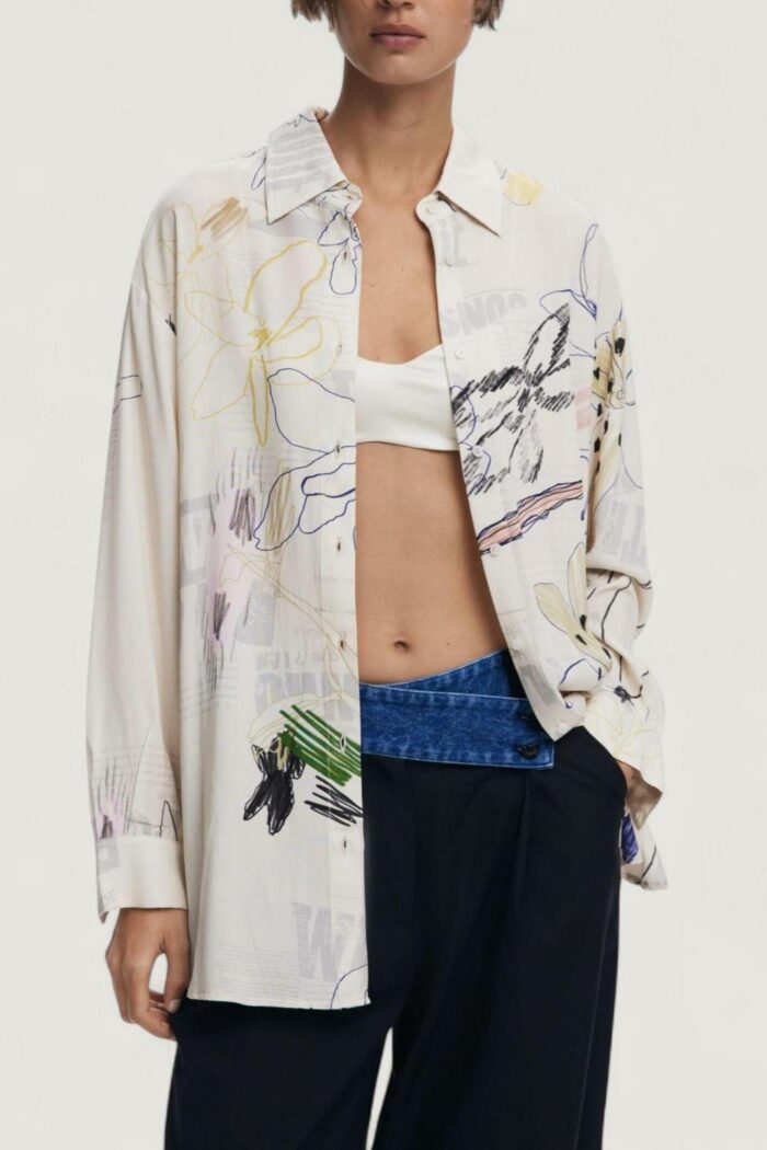 Camicia manica lunga Desigual CAM_NEWSARTY Beige chiaro – 25WWCW14