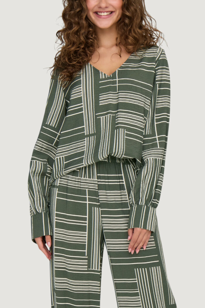 Camicia manica lunga Jacqueline De Yong JDYTROYA LIFE L/S LONG TOP WVN DIA Verde Oliva