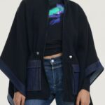 Mantella Desigual PONCHO_DENIM ALDAMA Nero - Foto 3