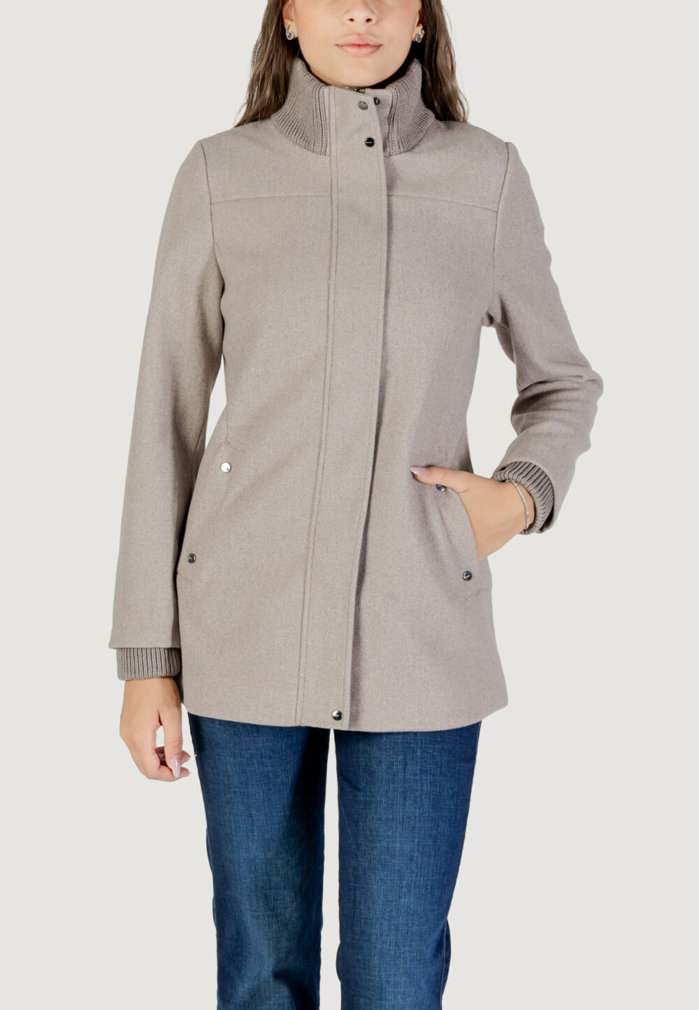 Cappotto Street One Short Coat W. Knit Details Grigio - Foto 1